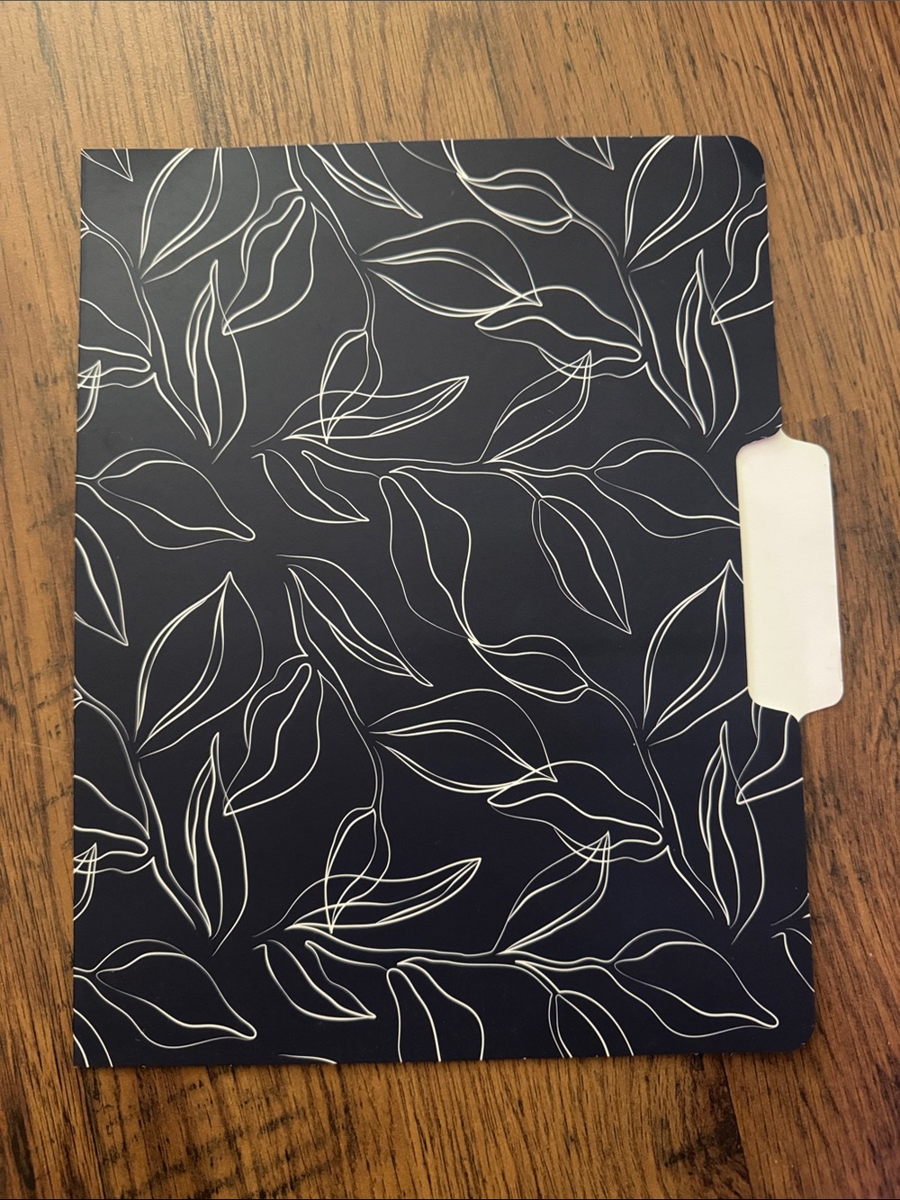 Navy Leaf Pattern Tab File Folder - Home Office C1.B.3L